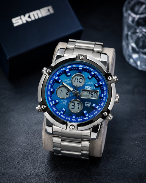 SKMEI Rugged Navigator – Premium Dual Display Multi-Function Watch for Men