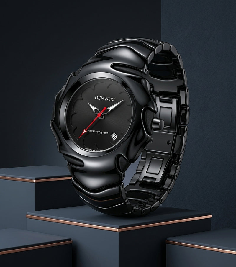 DENVOSI "Black Onyx" Edition – Premium Weighted Luxury Watch for Men